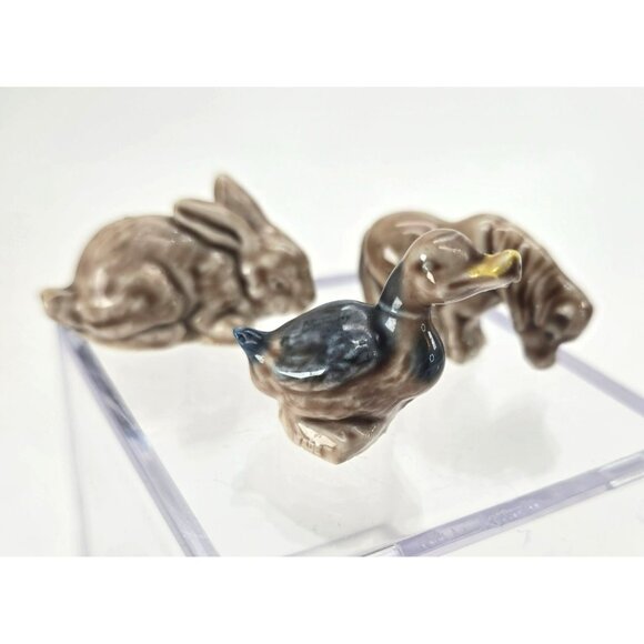 Miniature Wade Figurines Set Of 3 Rabbit Duck & Horse Made in England JE166 - Picture 6 of 12